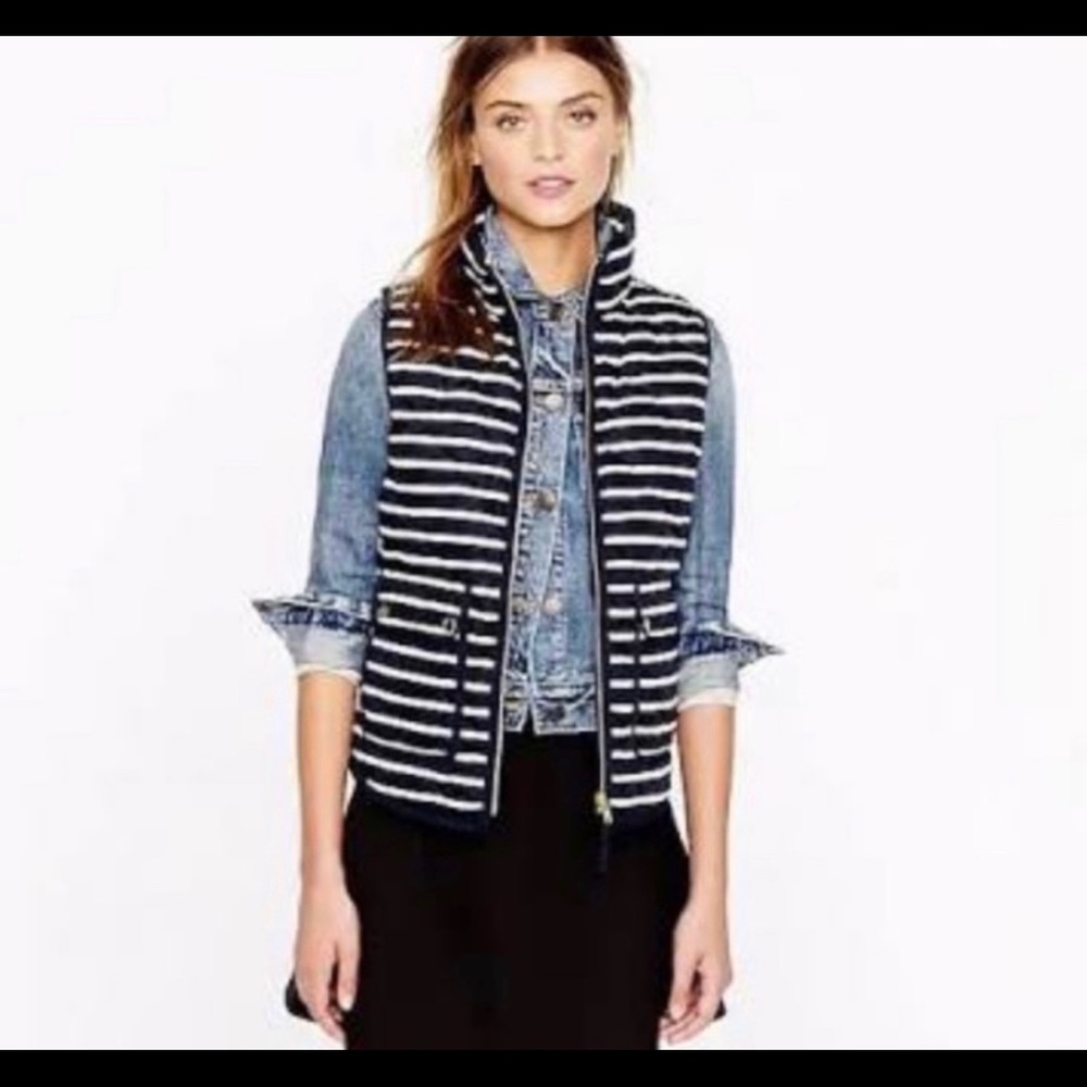 Jcrew blue striped down vest